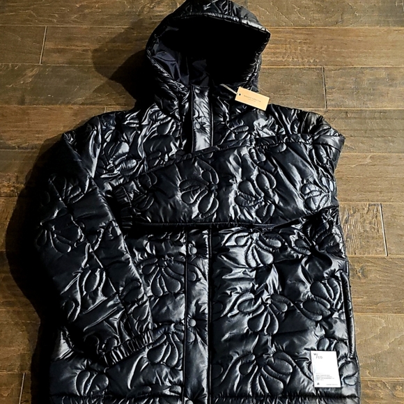 New Eco-Friendly Wasted Collective Black Quilted Hooded Jacket (Unisex) Sz Large - Picture 4 of 7